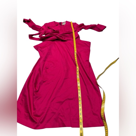 Julia allert.Fuchsia pink Tie Front Sheath Dress with 3/4 Sleeves - Picture 8 of 8